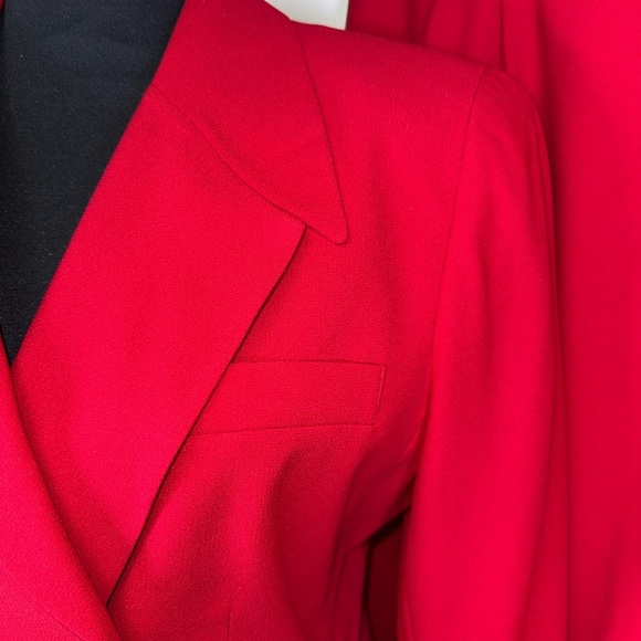 VINTAGE NWT Kasper Red Double-Breasted Blazer and Skirt Set - Picture 7 of 16
